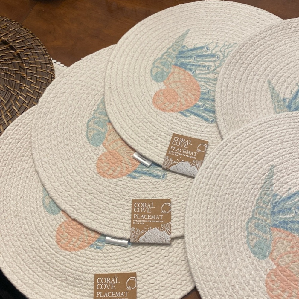 Coastal round 15 inch placemats set of 6 new